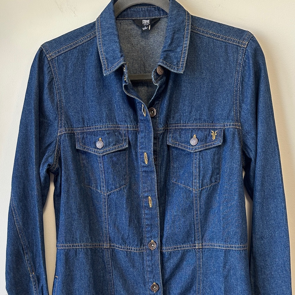 Frye Sz Small Denim Dress / Jacket • NWOT! - Picture 2 of 13